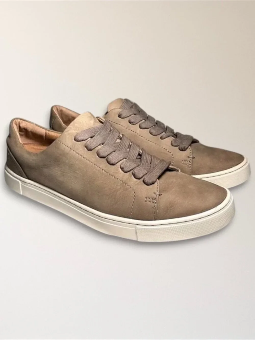 Frye Womens 9 Taupe Nubuck Leather‎ Sneakers Lace Up Casual Minimalist Street